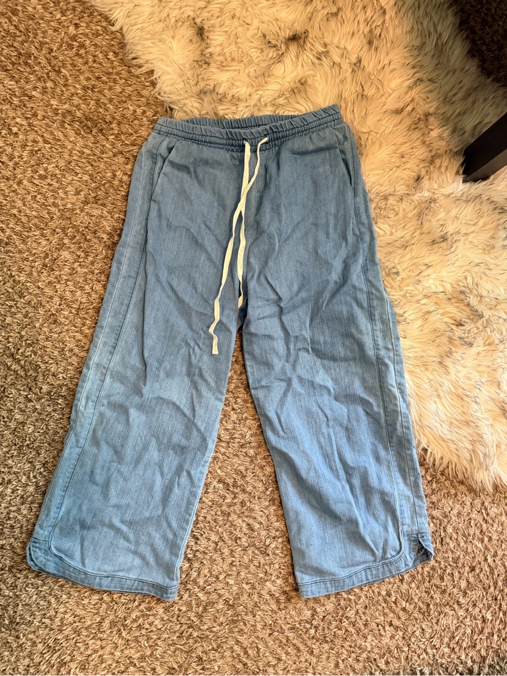 Three Bird Nest Light Blue Elastic Waist Pants